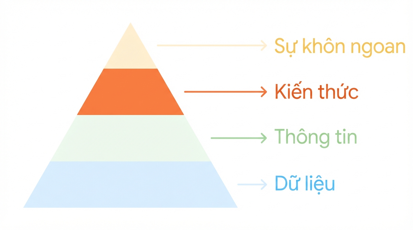 Kim tự tháp DIKW với phần kiến thức được tô sáng