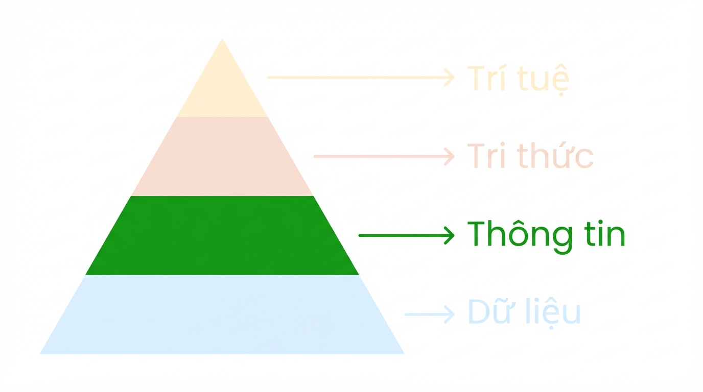 Kim tự tháp DIKW với phần Thông tin được tô sáng