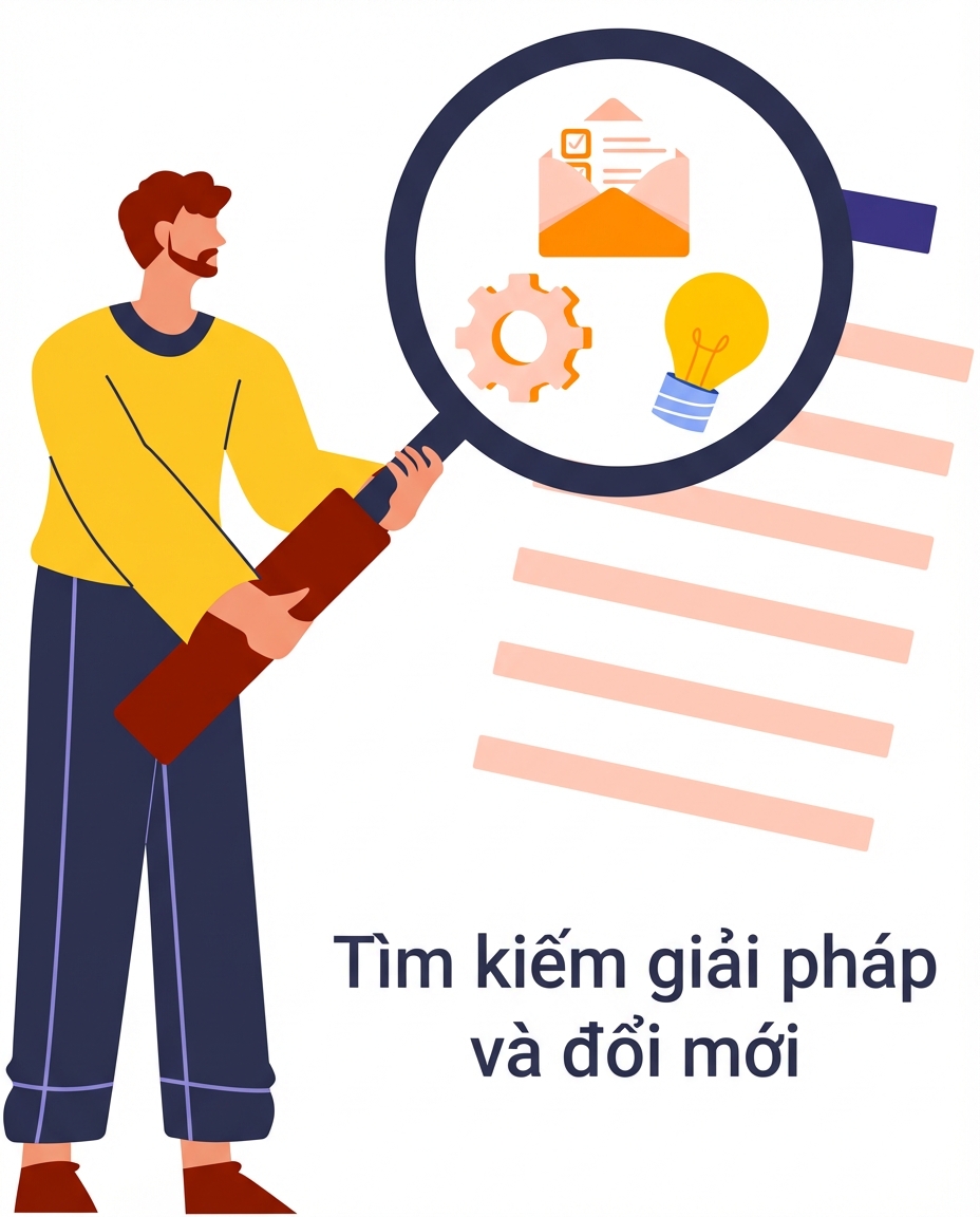 Một người nhìn tài liệu qua kính lúp
