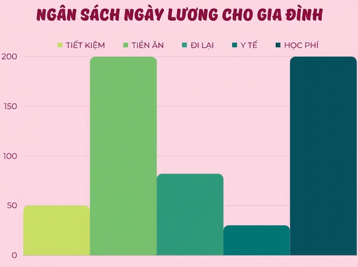 biểu đồ cột so sánh tỷ lệ ngân sách mỗi kỳ lương cho hộ gia đình
