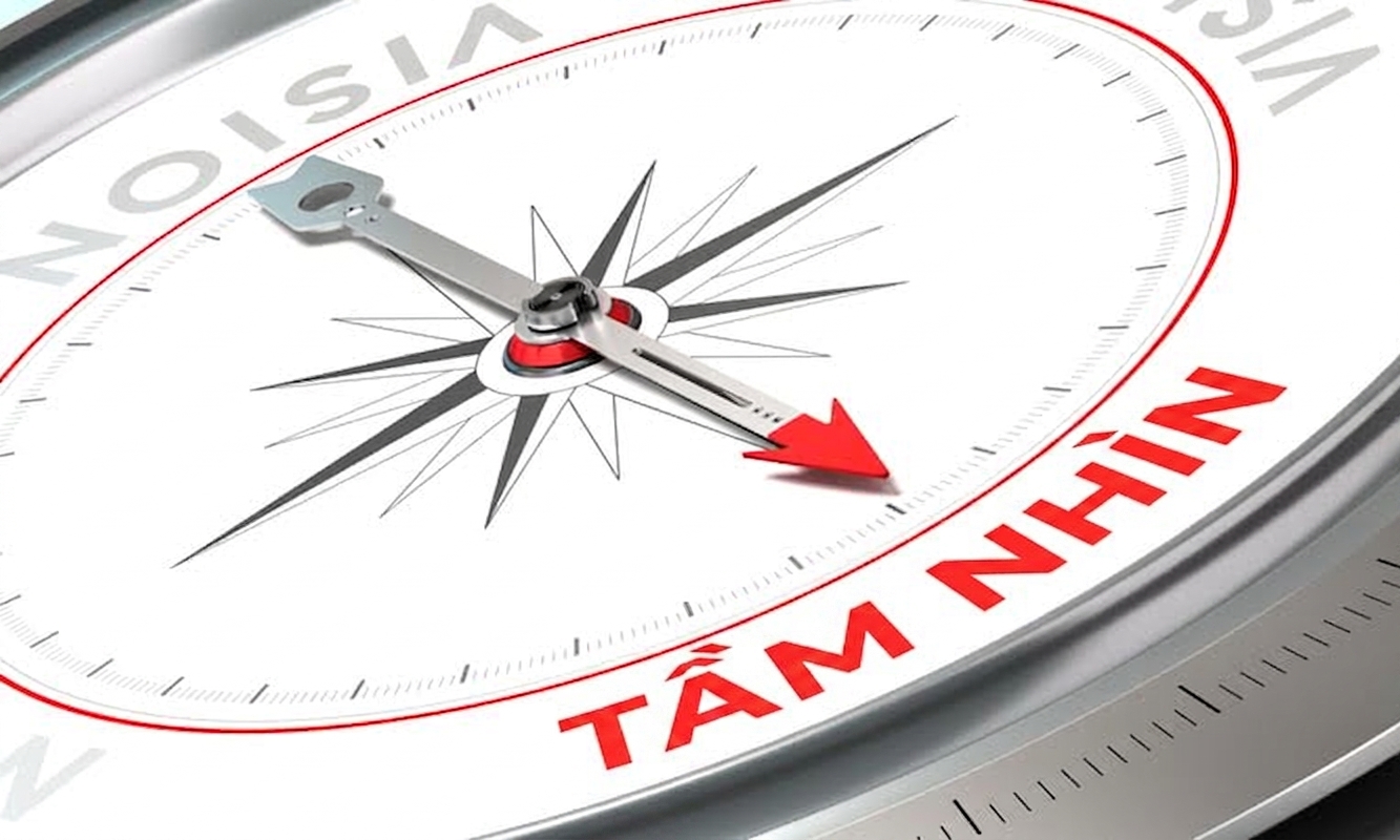 Hình ảnh la bàn chỉ vào từ vision (tầm nhìn)