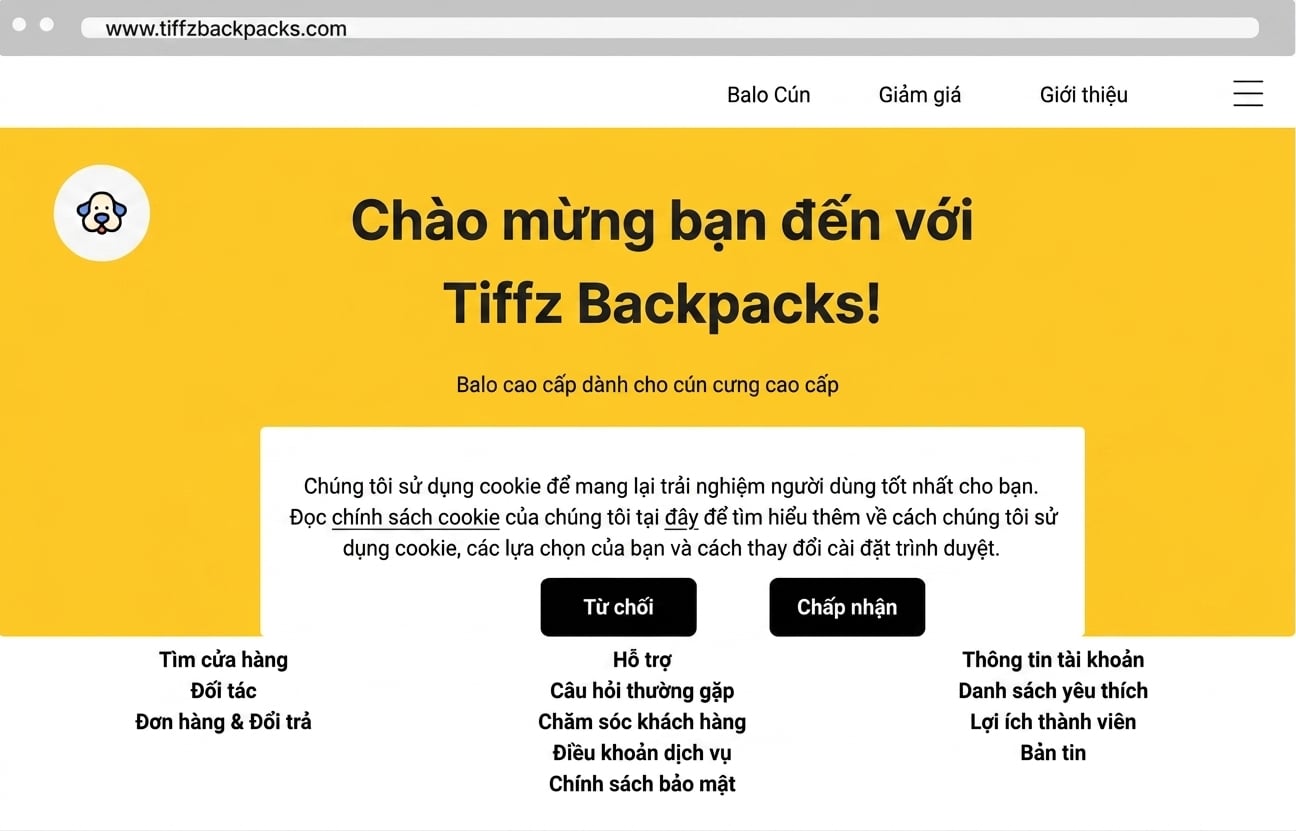 Tiffz backpacks landing page