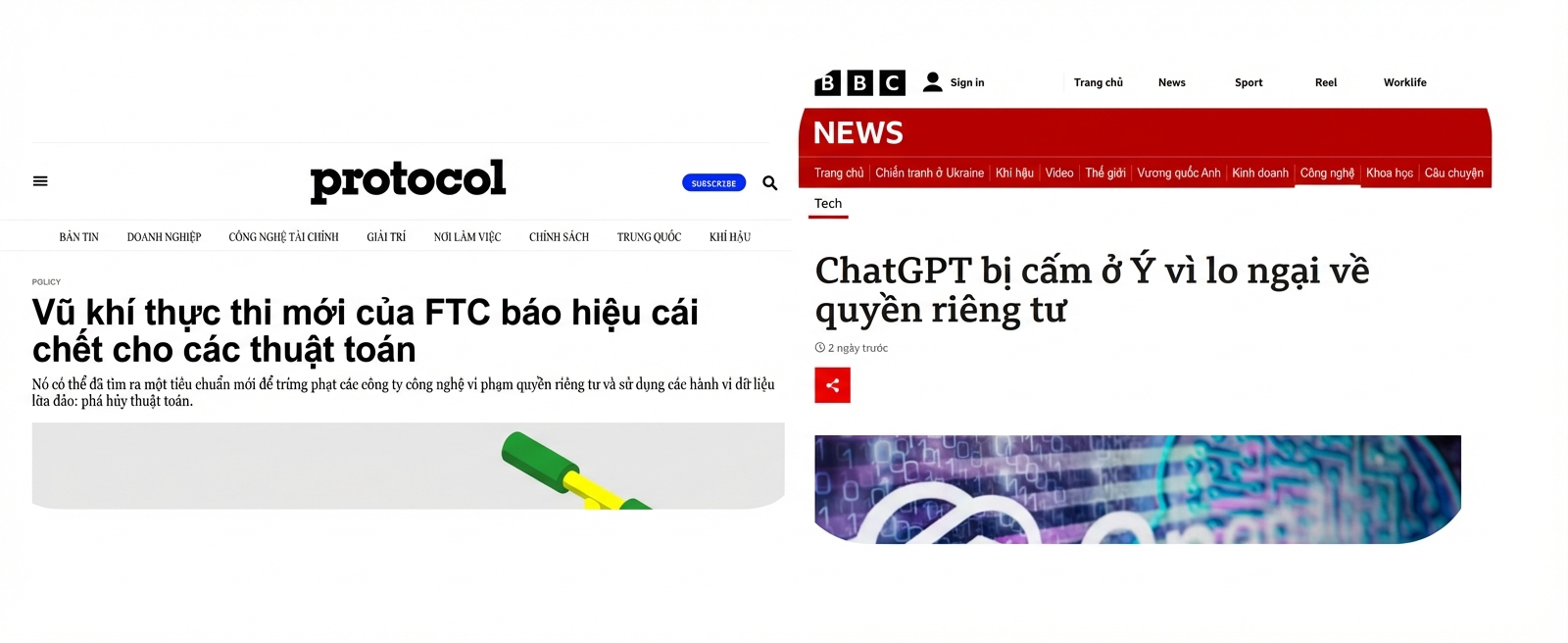 Ảnh chụp tin tức FTC Hoa Kỳ và cơ quan Ý xử phạt công ty vì thực hành dữ liệu lỏng lẻo.