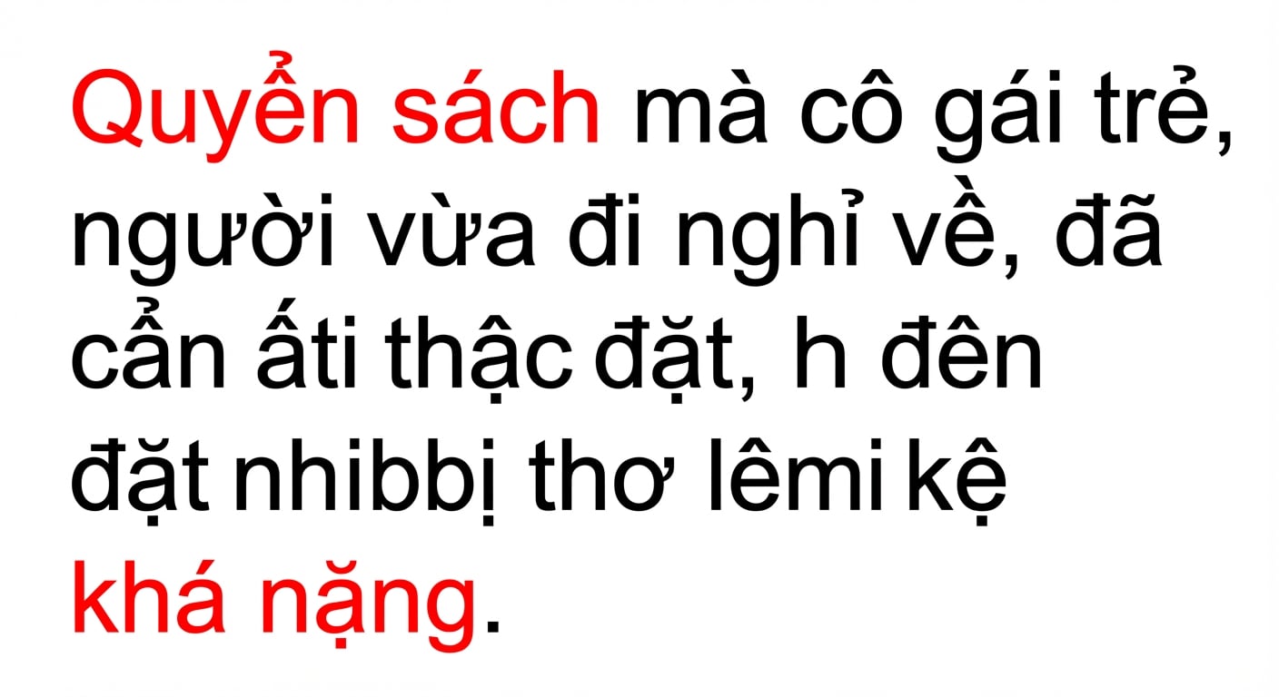 Ví dụ về phụ thuộc tầm xa: "Cuốn sách mà cô bé, người vừa trở về sau kỳ nghỉ, cẩn thận đặt lên kệ, khá nặng."