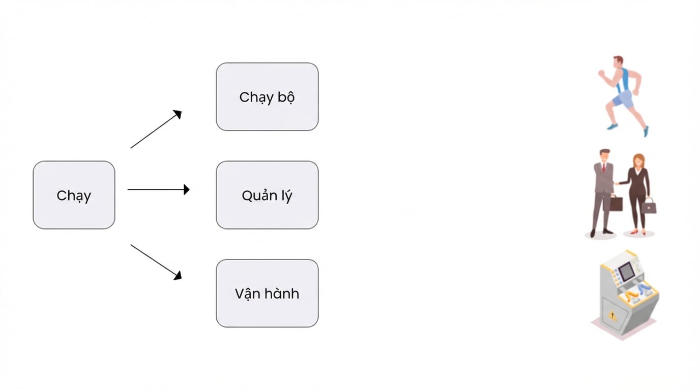 Hình ảnh hiển thị từ 'Run' với nghĩa vận hành máy móc