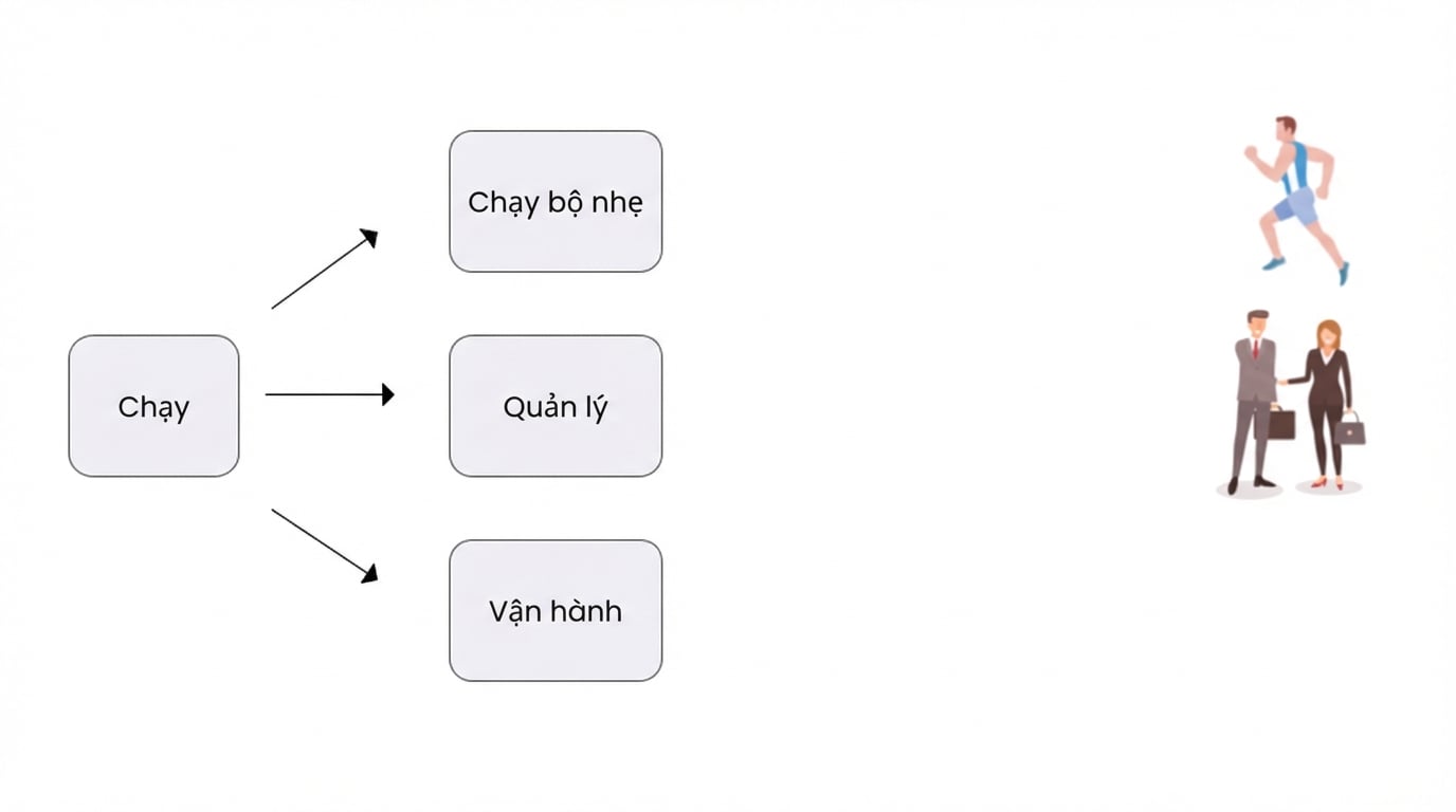 Hình ảnh hiển thị từ 'Run' với nghĩa quản lý hoặc điều hành.