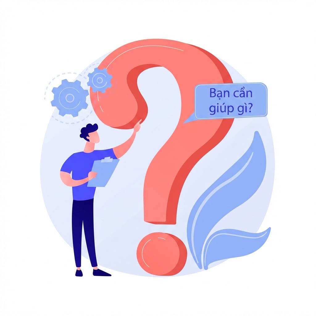 Một người cầm bảng kẹp chỉ vào đoạn văn bản chung và một dấu hỏi lớn
