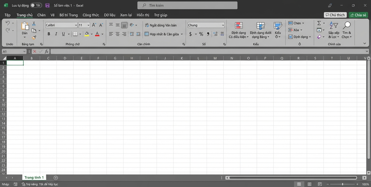 Ảnh chụp màn hình một tệp Excel