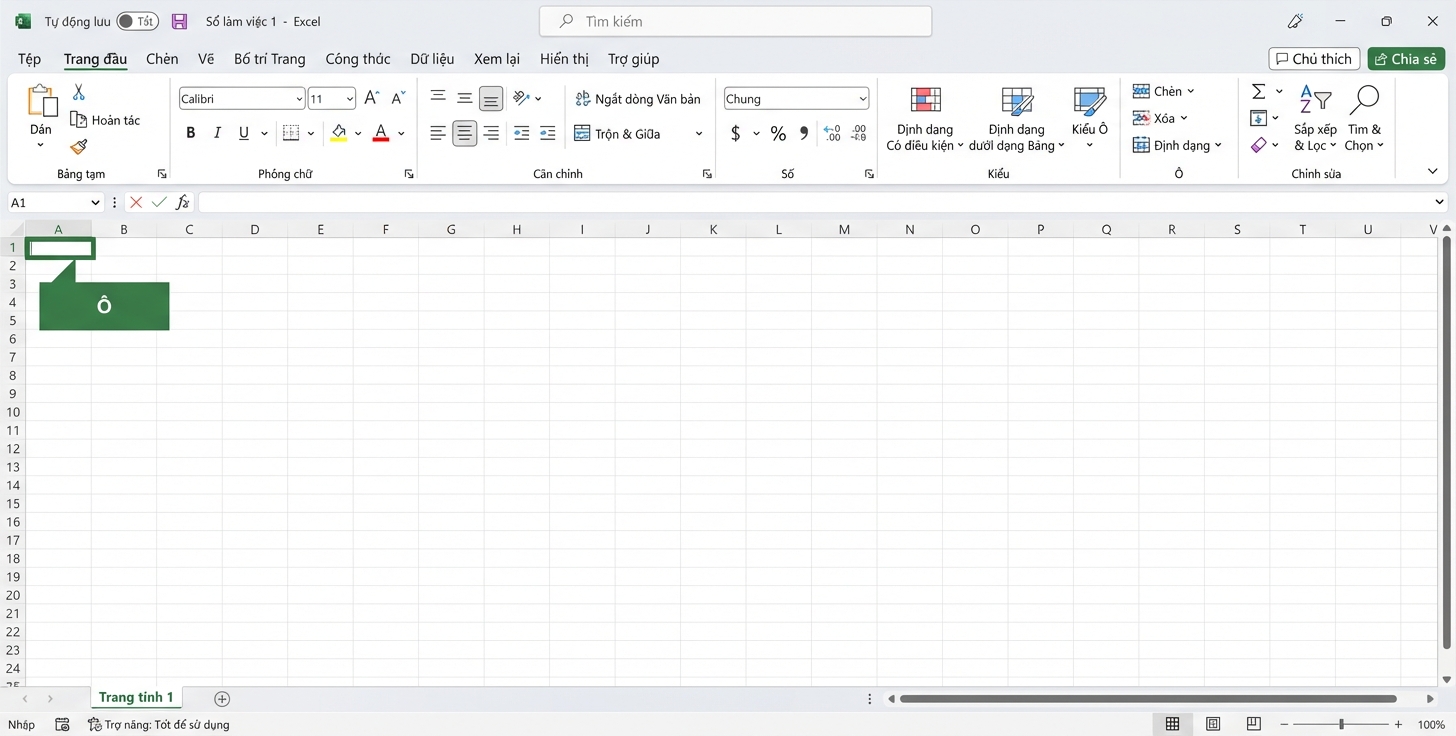 Tệp Excel làm nổi bật một ô