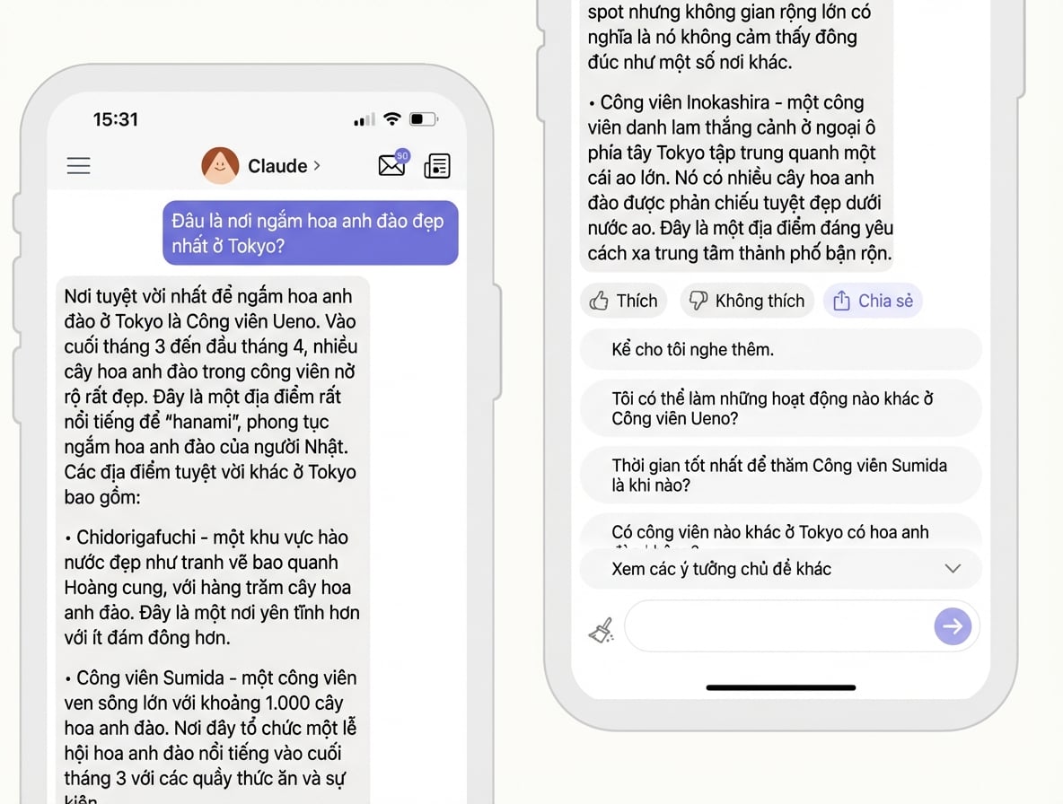 Ảnh chụp hội thoại với chatbot Claude của Anthropic