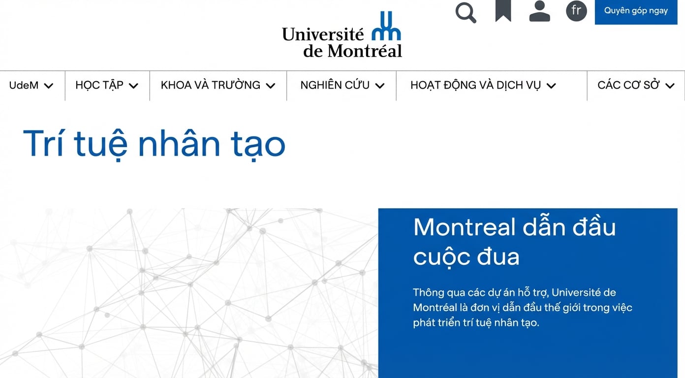 Trang chủ trung tâm AI của Đại học Montreal