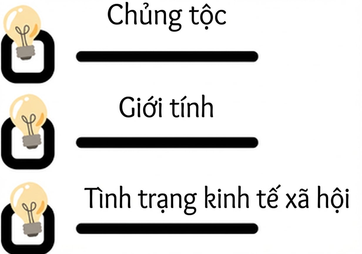 Danh sách kiểm gồm chủng tộc, giới, và kinh tế–xã hội.