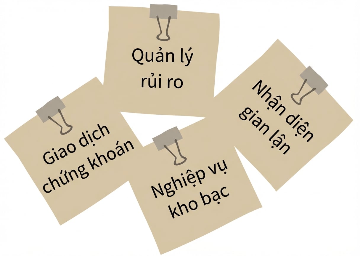 Giấy nhớ minh họa cách ngành dịch vụ tài chính thường dùng AI.
