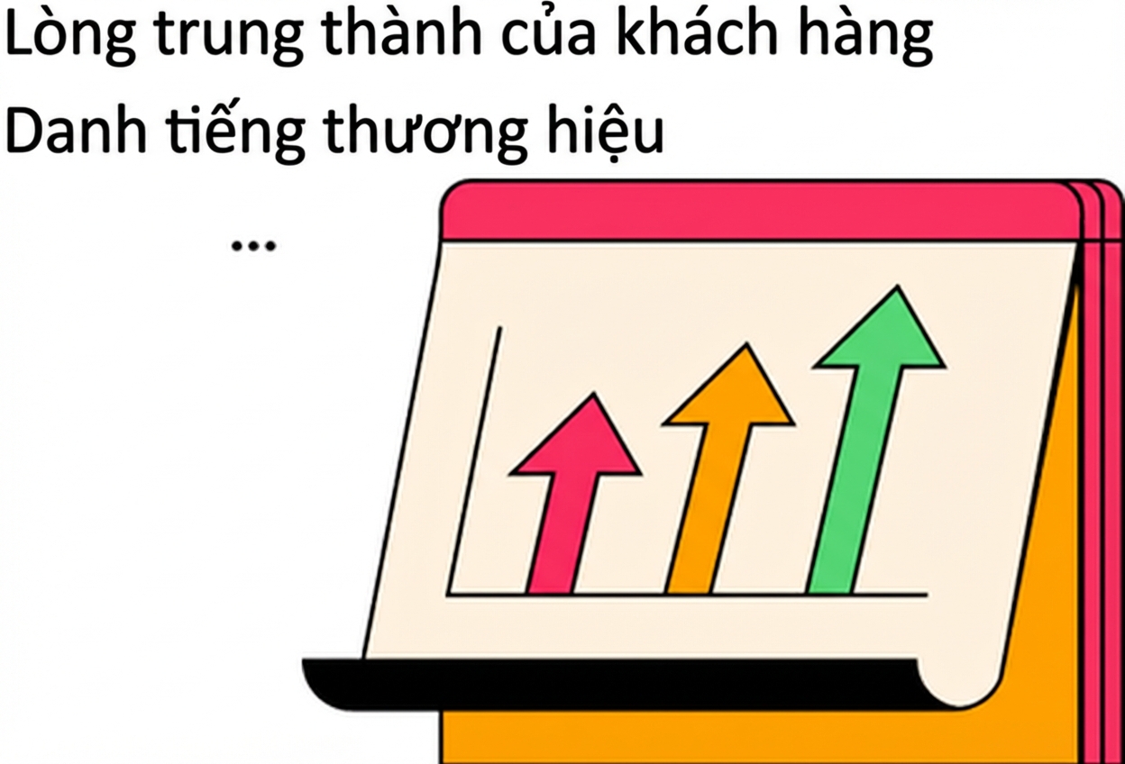 Minh họa lòng trung thành khách hàng và uy tín thương hiệu tăng lên.
