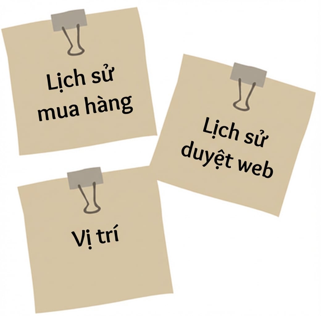 Giấy ghi chú minh họa các yếu tố trong mô hình bán hàng AI.
