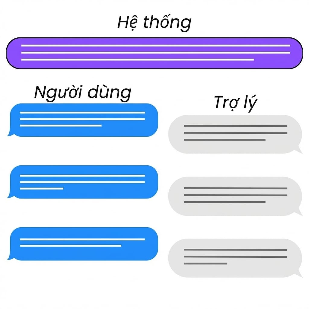 Ba vai trò trong một tương tác chat: hệ thống, người dùng và trợ lý.
