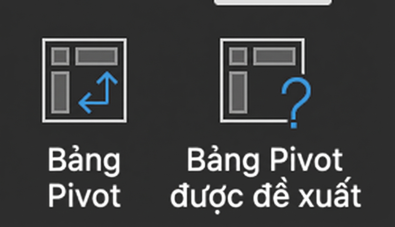 Hai nút PivotTable trong menu Chèn của Excel