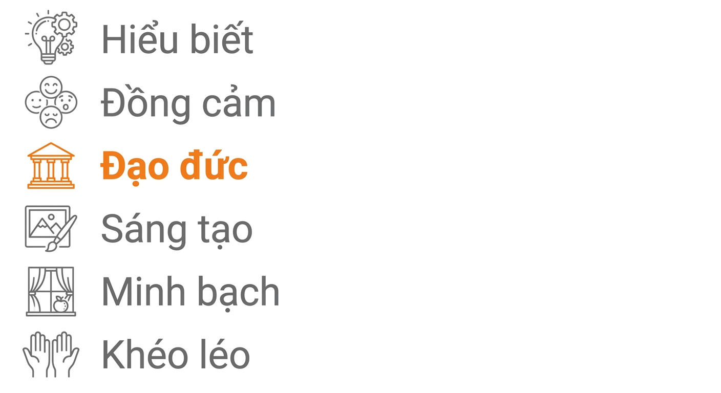 Nhấn mạnh Đạo đức.