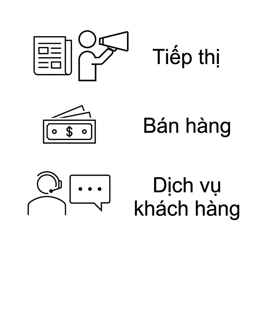 Marketing. Bán hàng. Dịch vụ khách hàng.