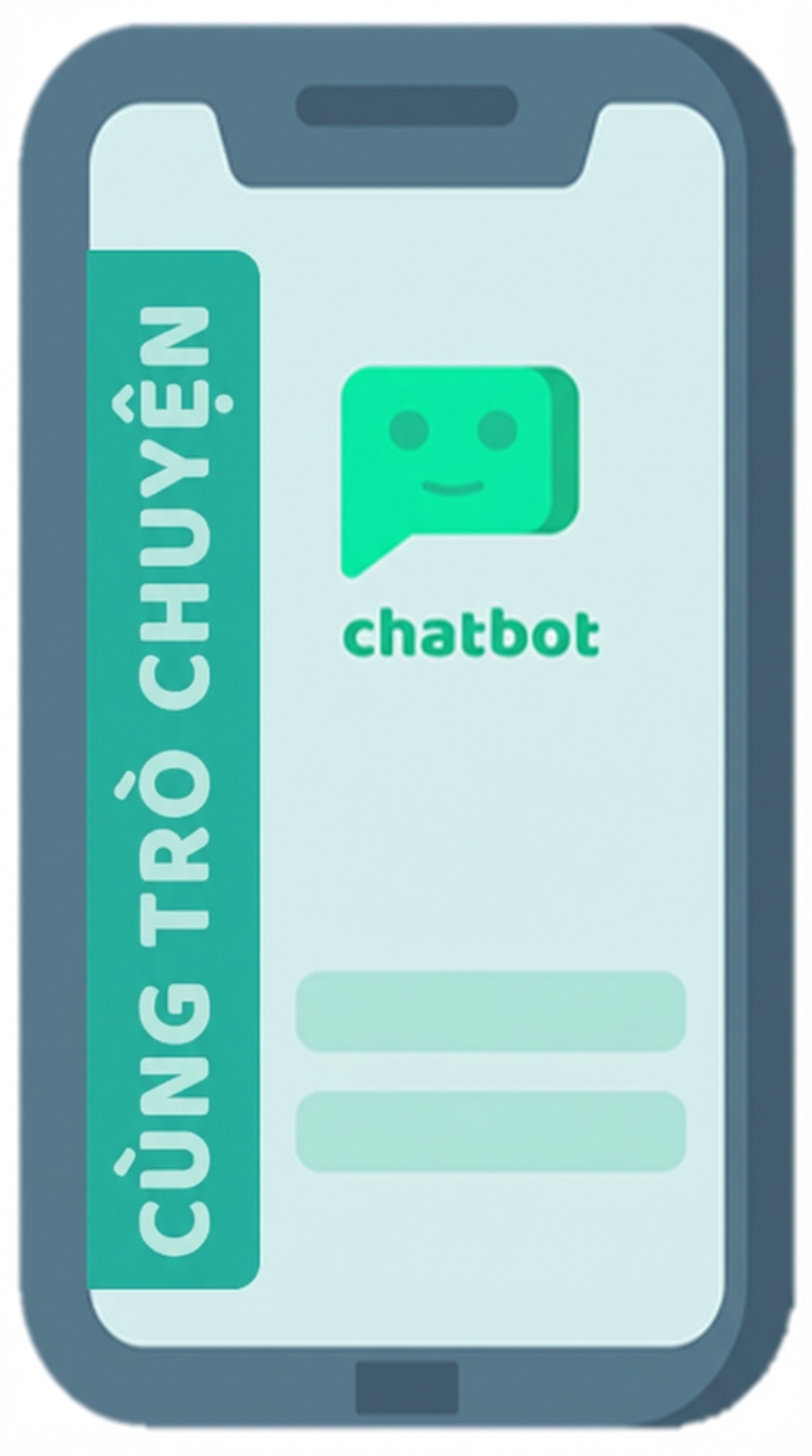 Biểu tượng chatbot trên điện thoại.