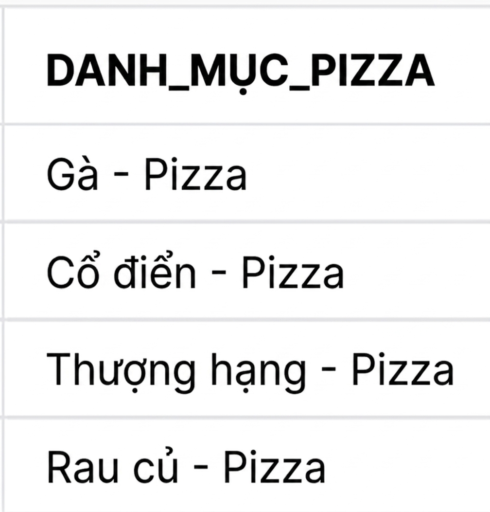 Cột category trước khi nối