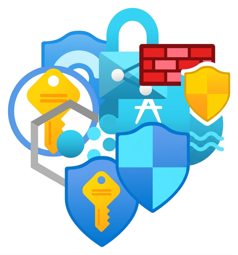 Hình tổng hợp với nhiều logo từ các dịch vụ Azure