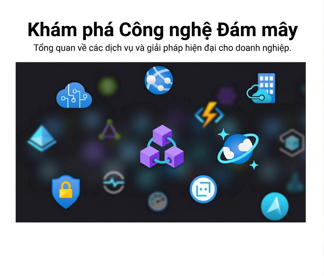 Hình ảnh nhiều biểu tượng cho các sản phẩm Azure khác nhau