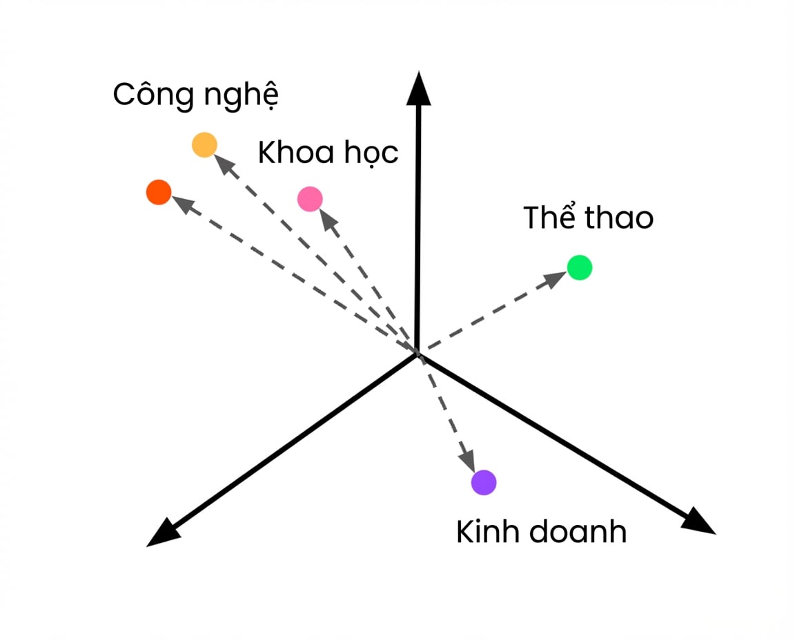 Các mô tả lớp được nhúng trong không gian vector, với một vector chưa biết.