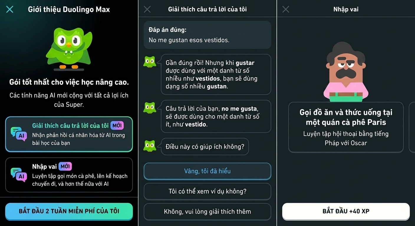 Hình ảnh sử dụng Duolingo Max trên ứng dụng di động