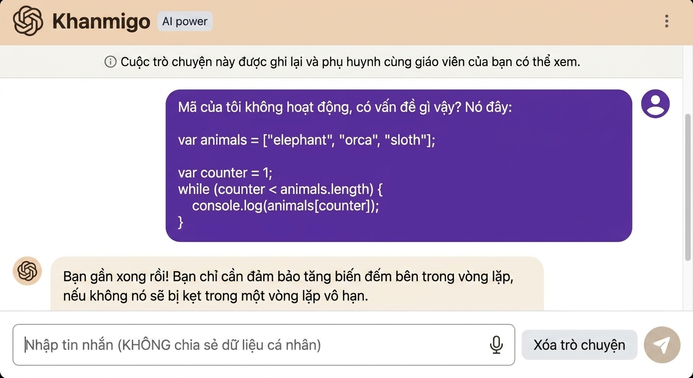 Chatbot Khanmigo hỗ trợ người học gỡ lỗi mã