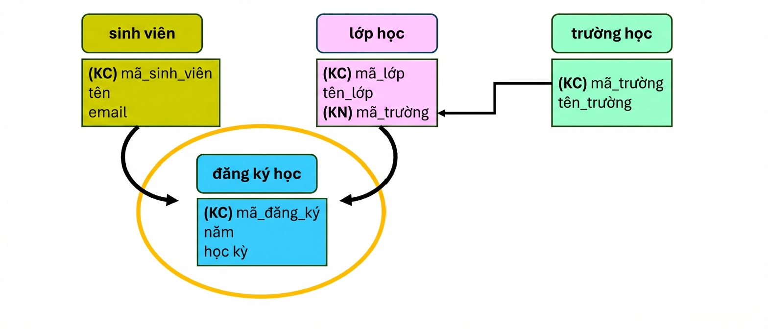 Mô hình chủ đề trường học, thêm thực thể enrollments