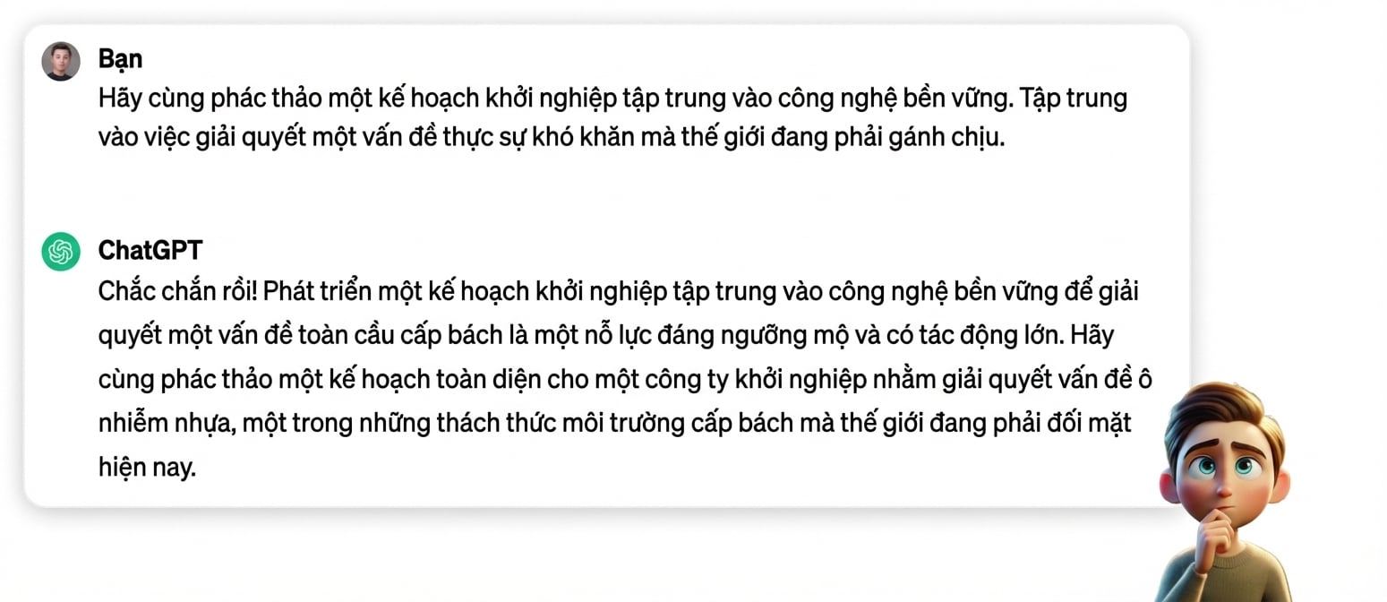 Hình minh họa hoạt hình về một người đang suy nghĩ sâu sắc