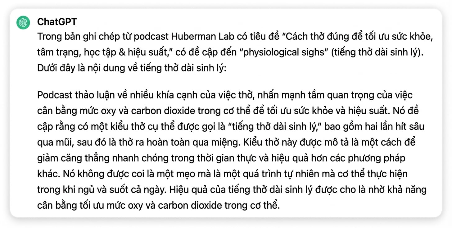 Trả lời của ChatGPT cho yêu cầu "Tôi đang ứng tuyển vị trí nhà khoa học dữ liệu, xin vui lòng tạo một danh sách việc cần làmhttps://assets.datacamp.com/production/repositories/6472/datasets/75bb74675b0ea920924ef90c2dcf2765c4cb9e30/2162.png để tôi có thể chuẩn bị tốt nhất."
![Yêu cầu chatbot tóm tắt các điểm chính từ bản ghi chép đã được cung cấp.https://assets.datacamp.com/production/repositories/6472/datasets/e0cca2c24a8b04913a261baad64e447c04e52ee9/2171.png
![Phản hồi của ChatGPT đối với yêu cầu diễn đạt lại từ bản ghi chép