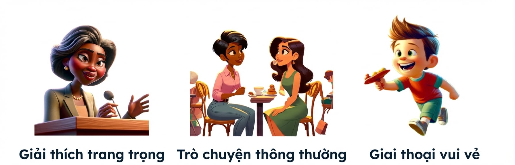 Trẻ em đang chơi đùa để thể hiện một câu chuyện vui nhộn.