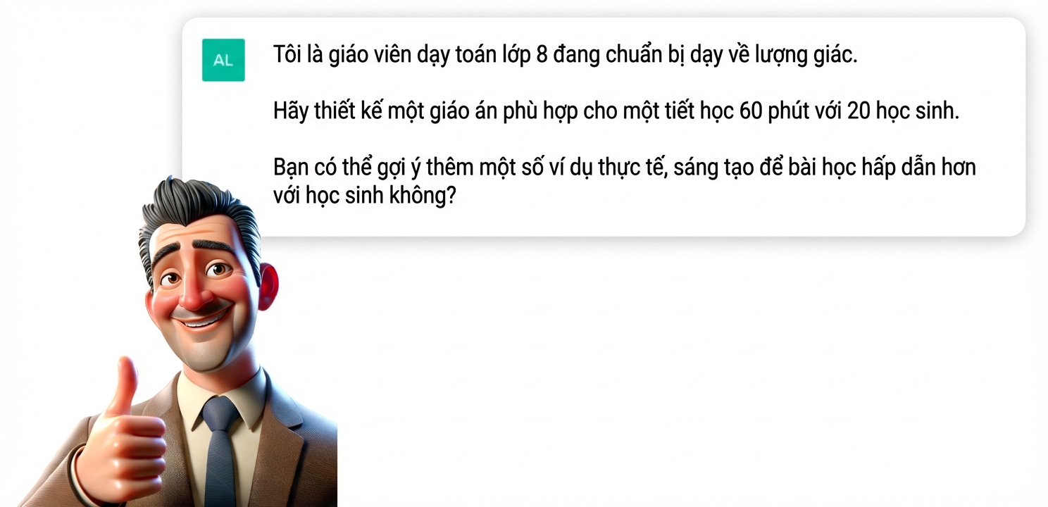 Hình minh họa hoạt hình về một giáo viên giơ ngón tay cái lên để thể hiện sự hài lòng