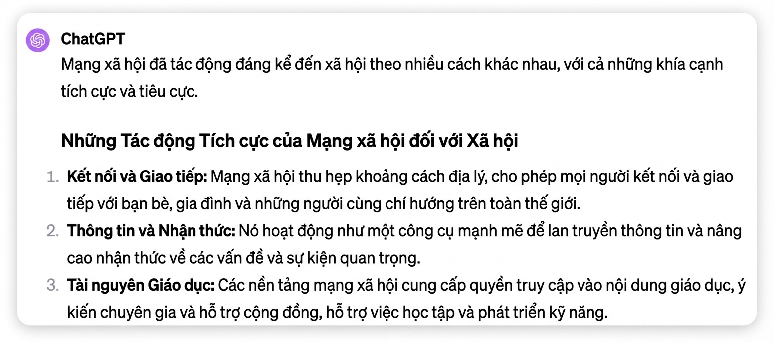 Kết quả của prompt được phân cách