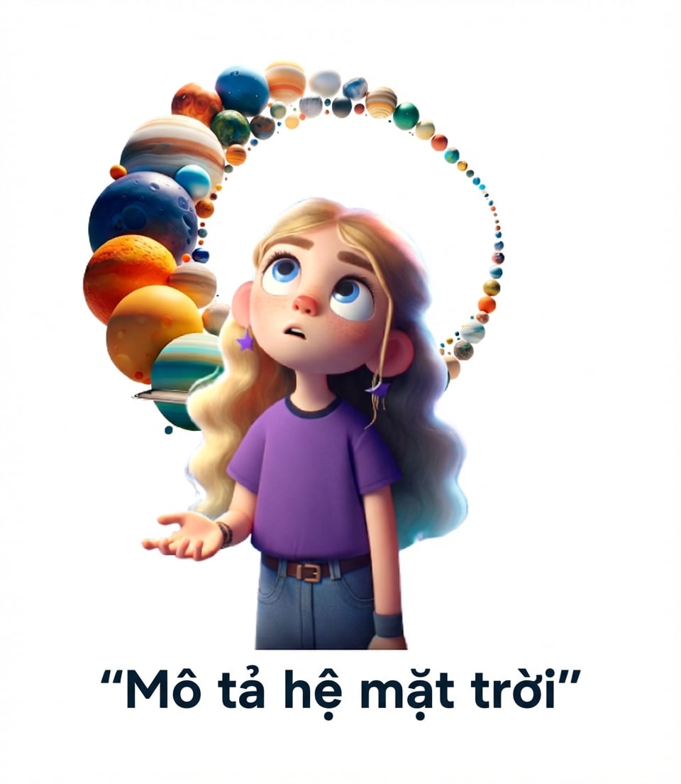 Người trẻ với đề bài "Mô tả hệ Mặt Trời"