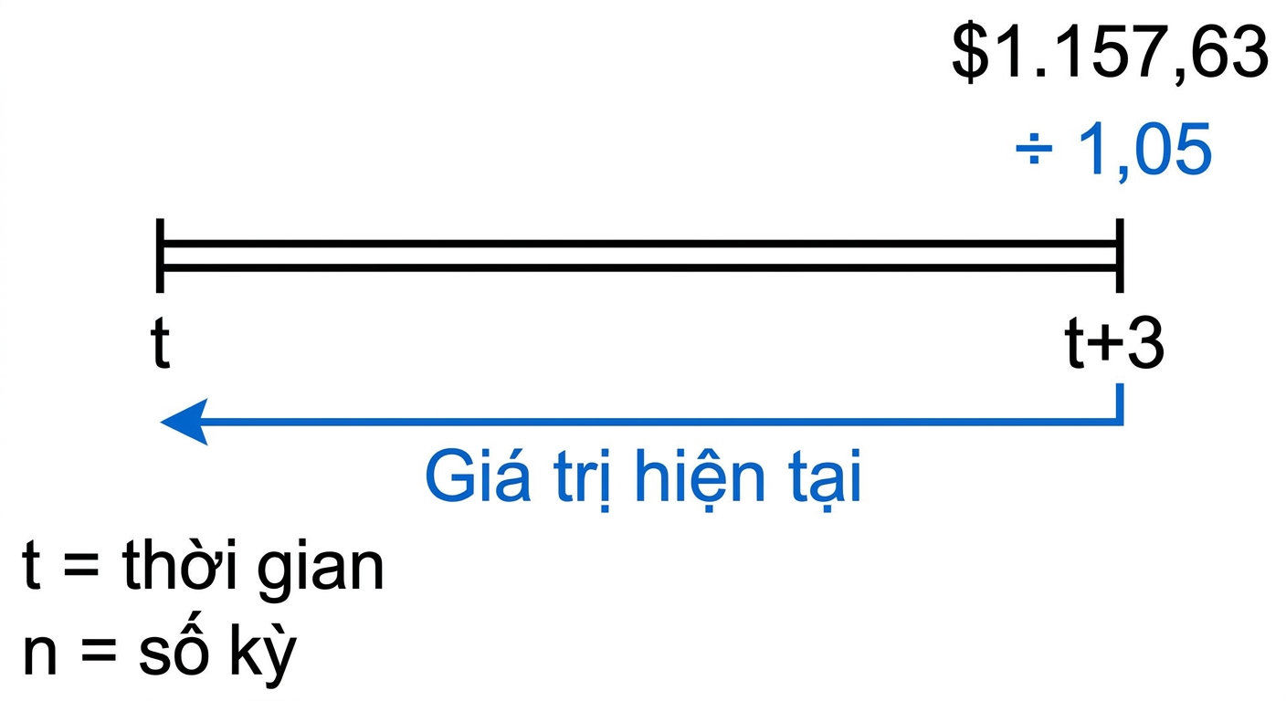 ví dụ tính giá trị hiện tại trên dòng thời gian