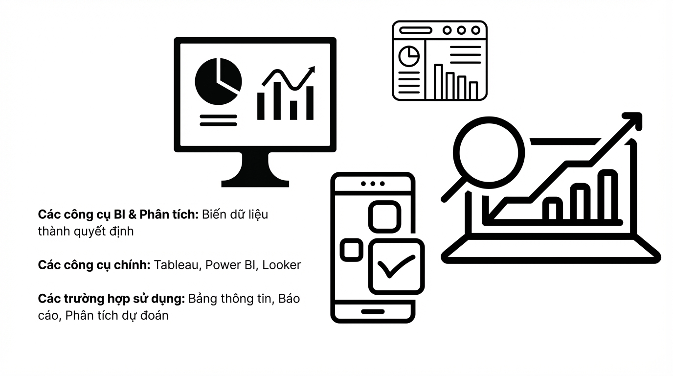 màn hình máy tính và thiết bị di động với biểu đồ tròn và đường