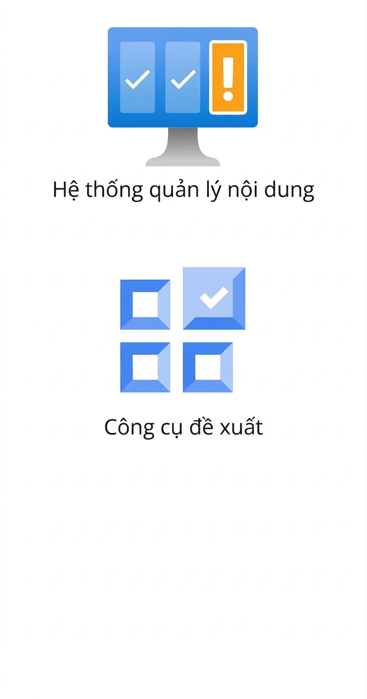 Biểu tượng hệ quản trị nội dung và máy gợi ý.