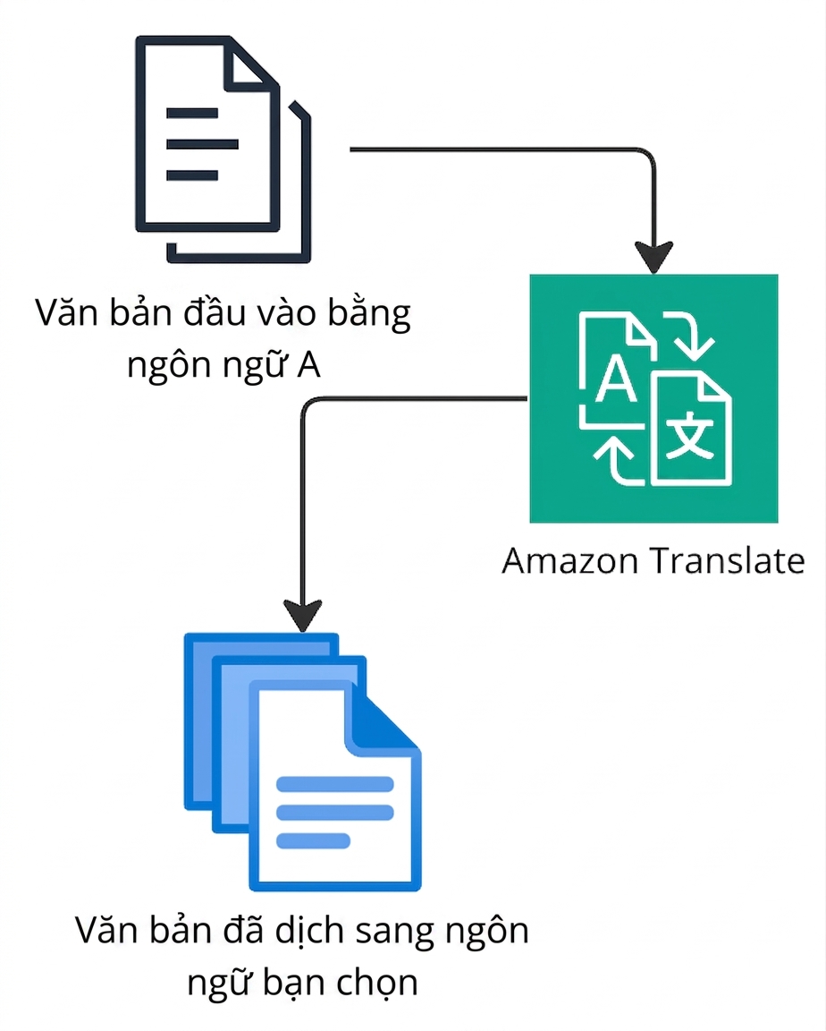 Lưu đồ giải thích Amazon Translate.