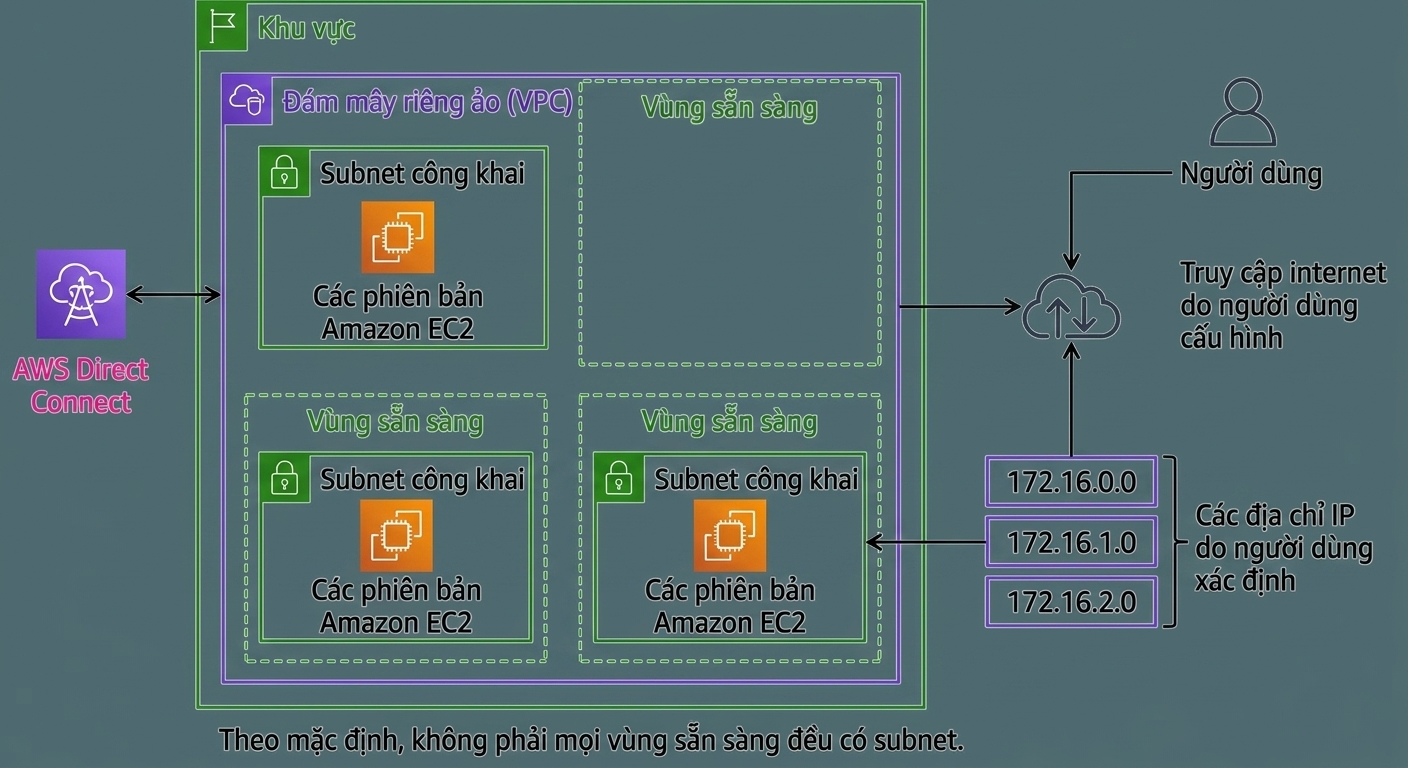 Sơ đồ kiến trúc giải thích VPC tùy chỉnh trong AWS.