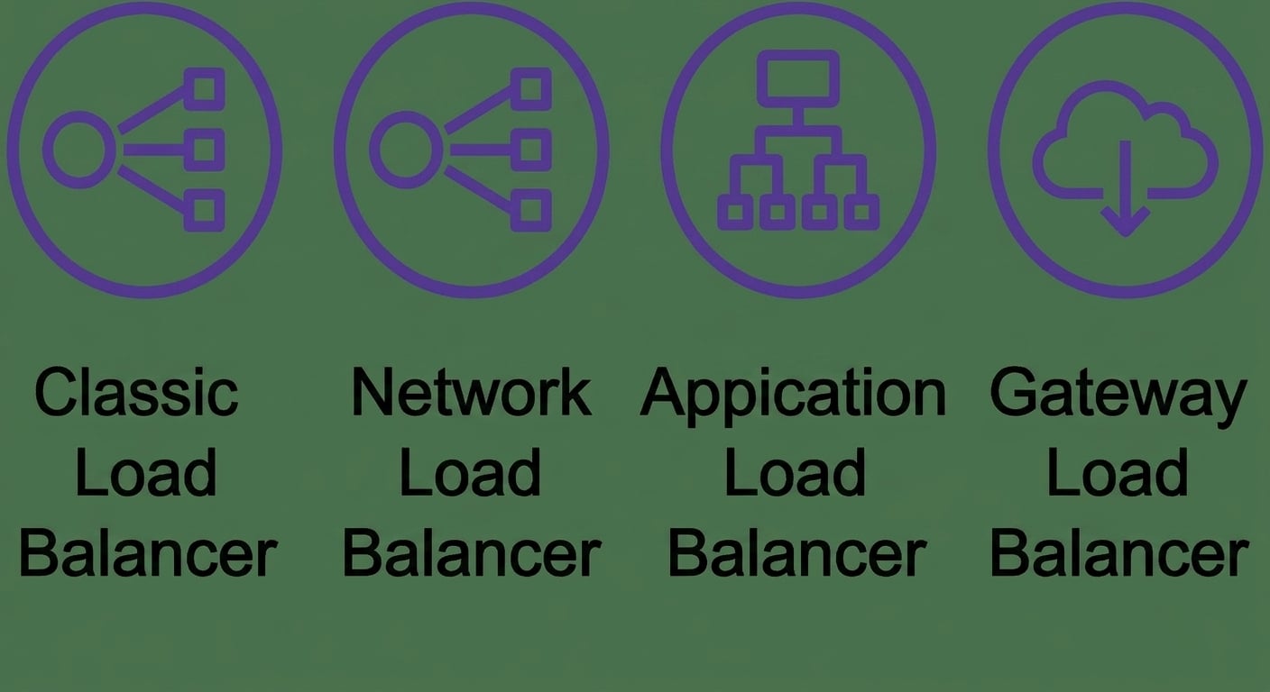 Bốn biểu tượng: classic, network, application, và gateway load balancer.
