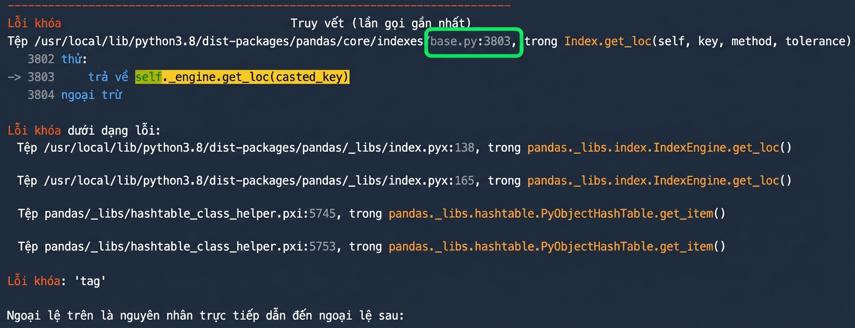 Traceback với base.py được tô sáng
