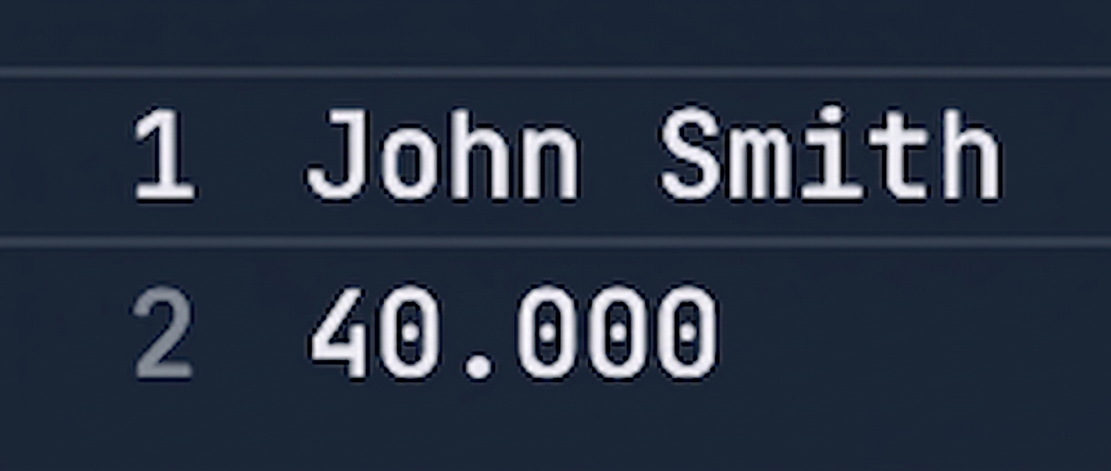 Tệp văn bản chứa tên John Smith và mức lương 40000