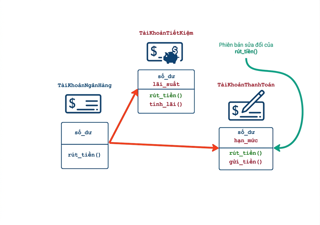 CheckingAccount có phương thức withdraw đã được sửa đổi