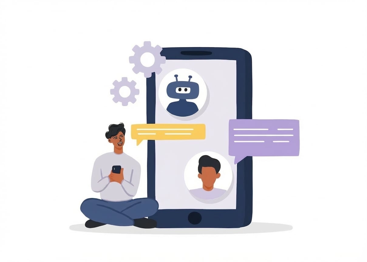 Minh họa khách hàng trò chuyện với bot hỗ trợ
