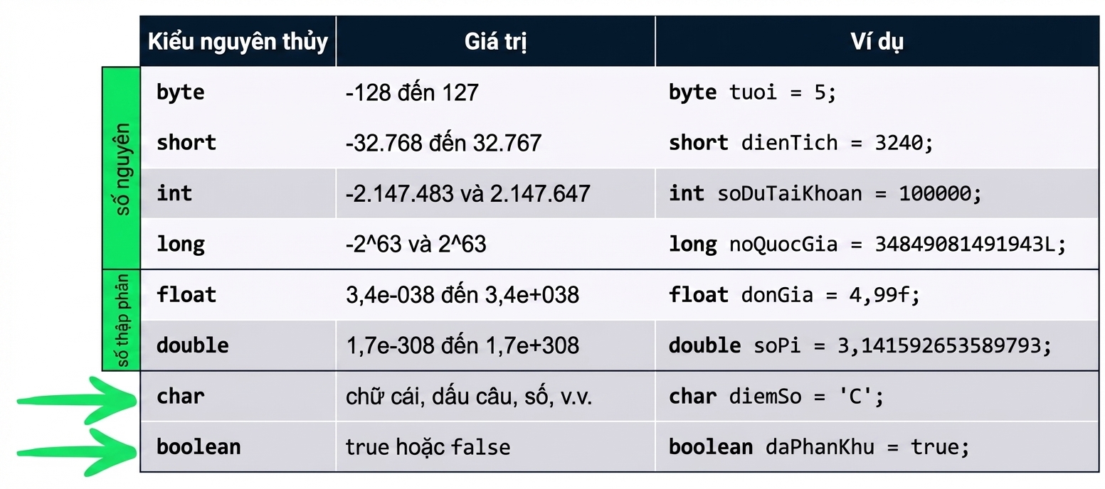 Kiểu dữ liệu char và boolean