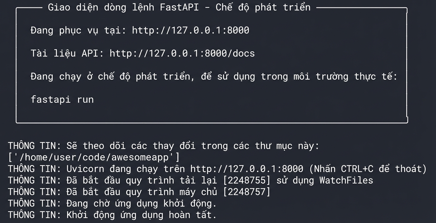 REPL hiển thị FastAPI đang chạy