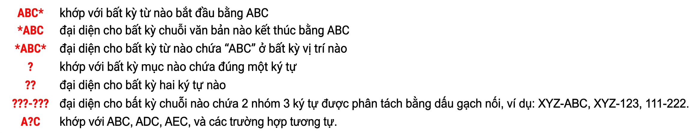 Example of several wildcards